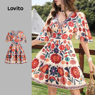 Lovito โบฮีเมียนชุดเดรสลายฤดูใบไม้ผลิ/ฤดูร้อนหลากสีสําหรับผู…