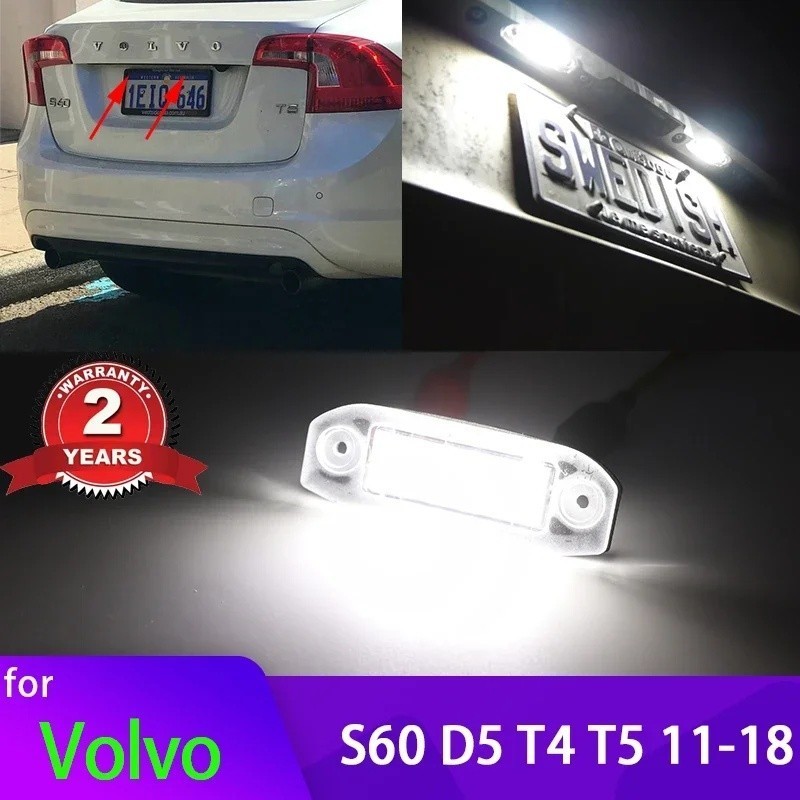 สําหรับ Volvo S60 II D5 R-Design T4 T5 2011 -2018 LED Canbus 12V 2 ชิ้นใบอนุญาตรถจํานวนแผ่นไฟหมายเลข