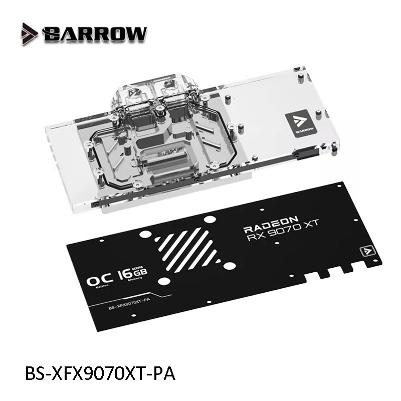 Barrow GPU Water Block ใช้สําหรับ XFX RX 9070 XT Mercury OC Magnetic Air Video Card/แผ่นทองแดงหนา BS