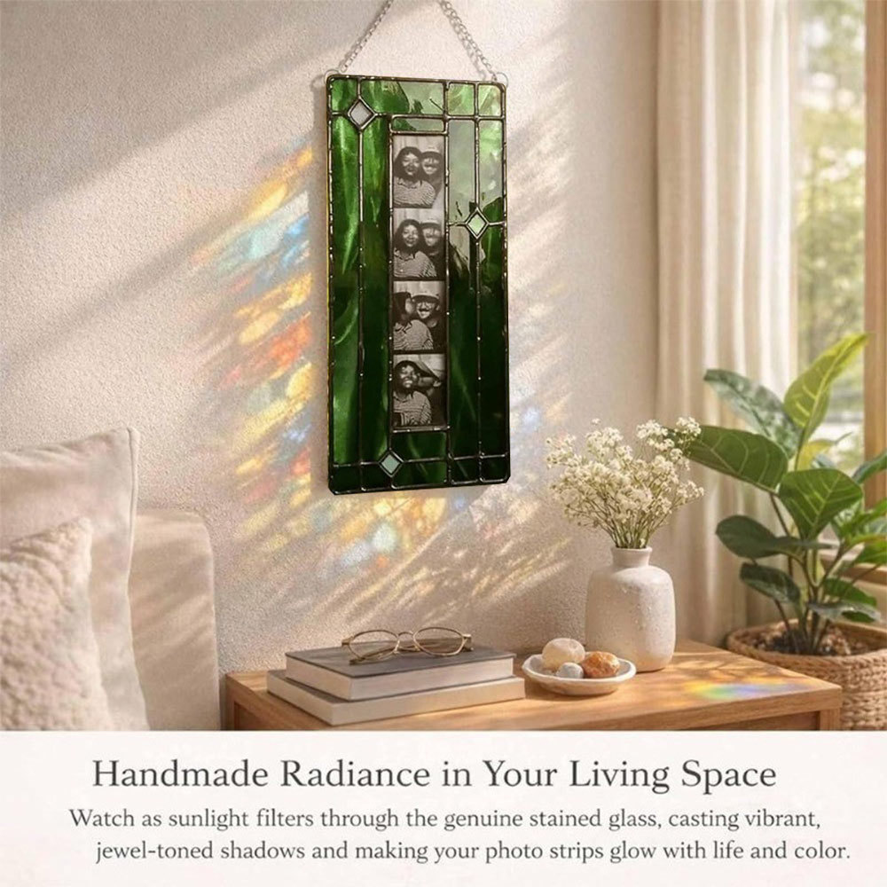 Green glass photo booth frame