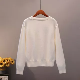 เสื้อคาร์ดิแกนถักสไตล์หวาน ทรงหลวม สไตล์ฤดูใบไม้ร่วงและฤดูหนาว