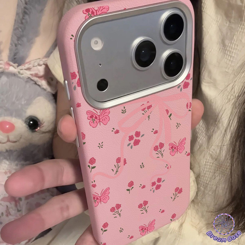 เคสไอโฟน17 11 เคสผีเสื้อเชอร์รี่ สไตล์สาวหวาน สำหรับ IPhone 12 15 13 11 16 17 14 Pro Max 7Plus 16 7 14 8 15 Plus XR X SE