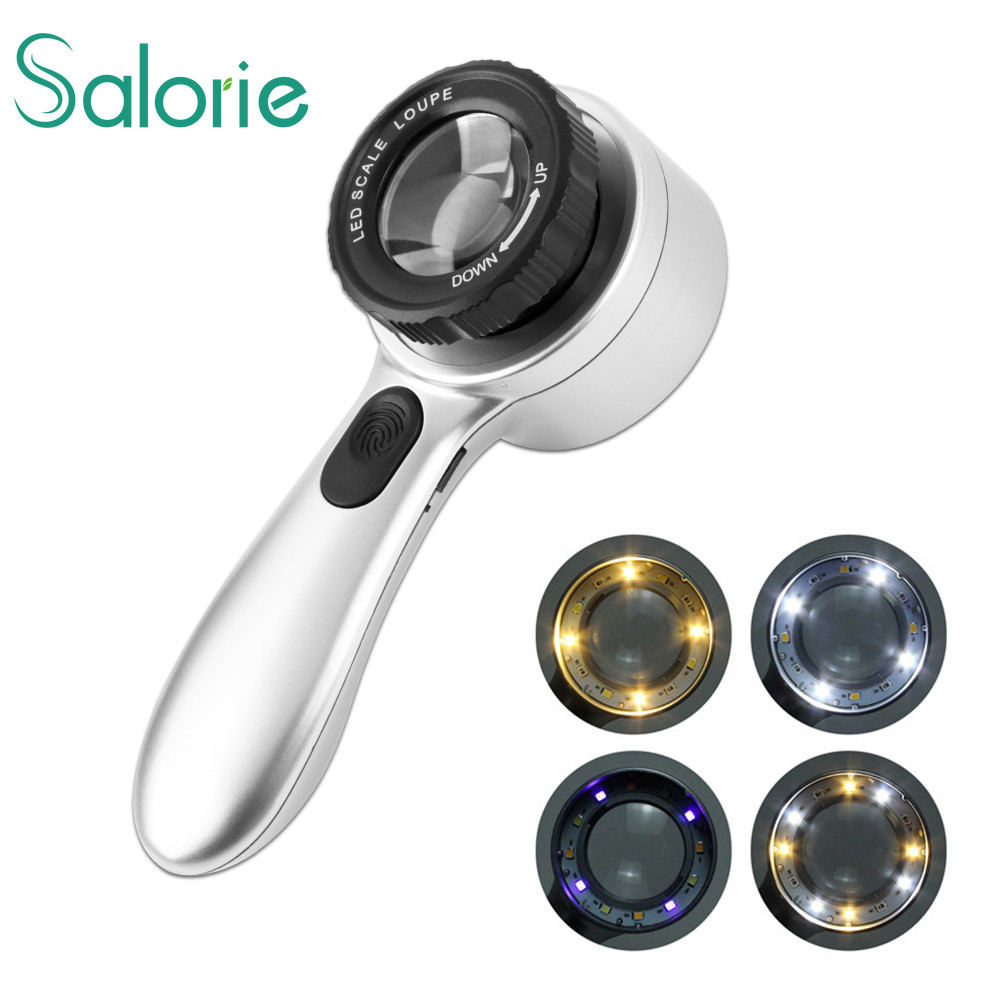 มือถือ 30X แว่นขยายโพลาไรซ์ผิว Dermatology Dermascope LED ปรับ Magnify Skin Analyzer Beauty Care อุปกรณ์