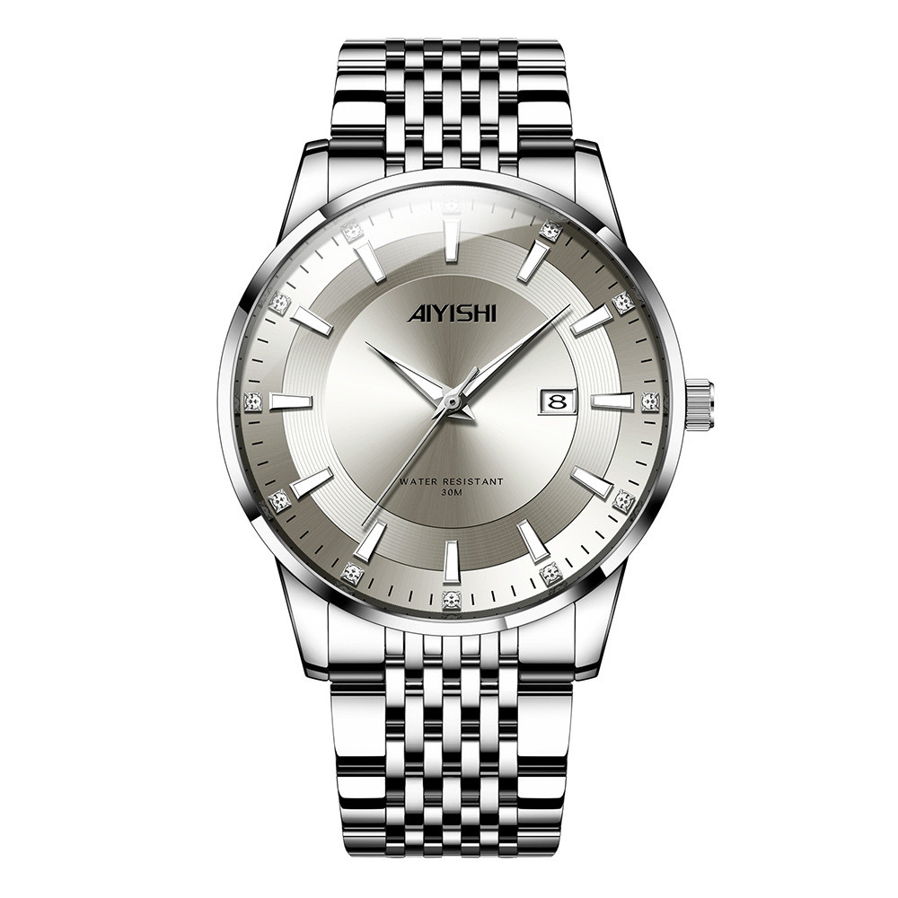 Tel: AIYISHI AIYISHI โปร่งแสง High-End Diamond ธุรกิจ Workplace สีเทา Dial Quartz นาฬิกาผู้ชาย-2088