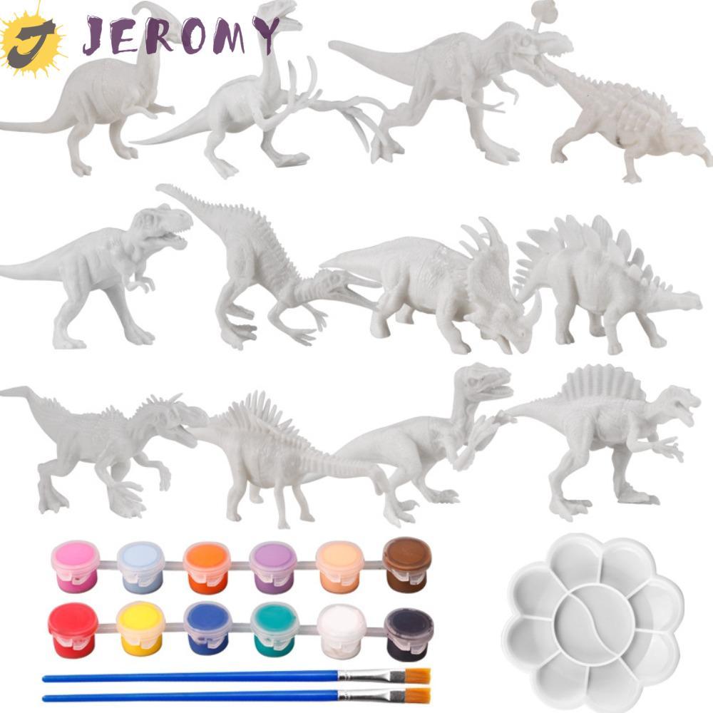 JEROMY ไดโนเสาร์หัตถกรรม DIY ชุดวัสดุ การ์ตูน DIY ภาพวาด สัตว์ตุ๊กตา การศึกษา น่ารัก Kawaii Hand-made Graffiti ของขวัญเด็ก