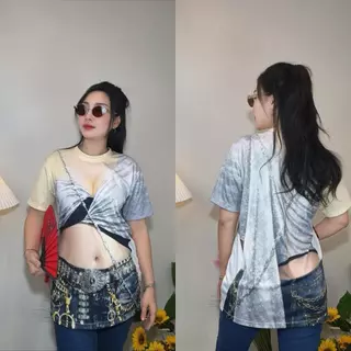 เสื้อผ้ายืดแฟชั่น ผู้หญิง คอกลอม ลายสไบ สำเร็จรูป ไทยแลนด์ ชุดไทย กางเกงยีนส์ สงกรานต์ พร้อมส่ง ส่งสินค้าจากไทย S-8XL