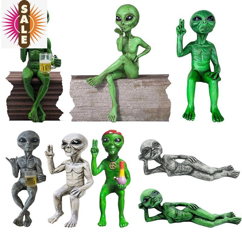 Ap Alien เรซิ่นรูปปั้นเครื่องประดับ Alien Garden ประติมากรรมและรูปปั้น Yard Best Art Decor สําหรับในร่มกลางแจ้งบ้านหรือสํานักงานสะสม Figurine ของขวัญที่