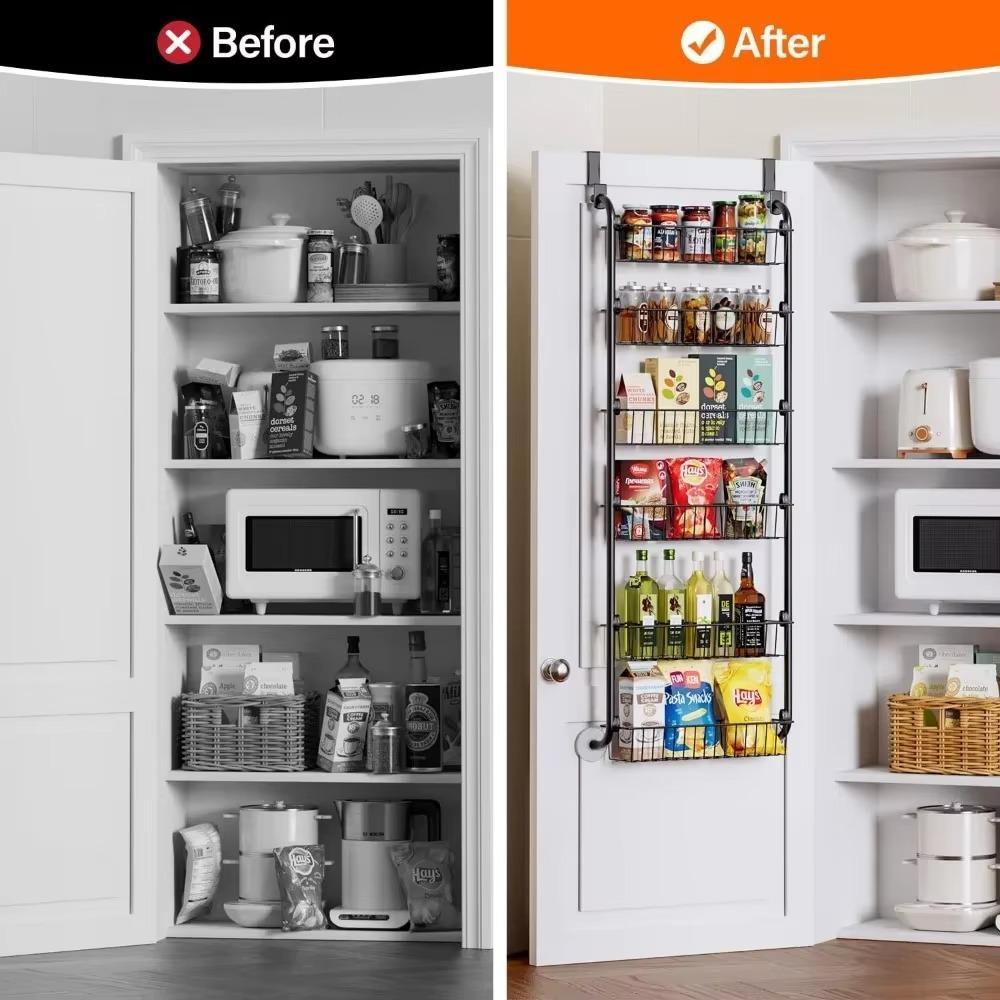 ชั้นวางตะขอประตูหลัง เกิน, กันสนิม 4 ชั้นกว่าชั้นเก็บของประตู, ติดตั้งง่ายหมัดฟรีแขวนตะกร้าเก็บตู้เสื้อผ้าการจัดเก็บ - รูปที่ 3