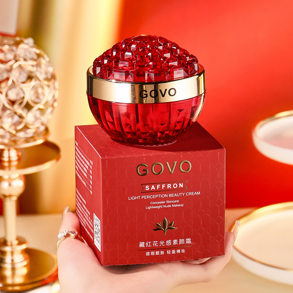 GOVO Saffron Light Sensation Face Cream 50g คอนซีลเลอร์ Non-stuck Powder Face Cream
