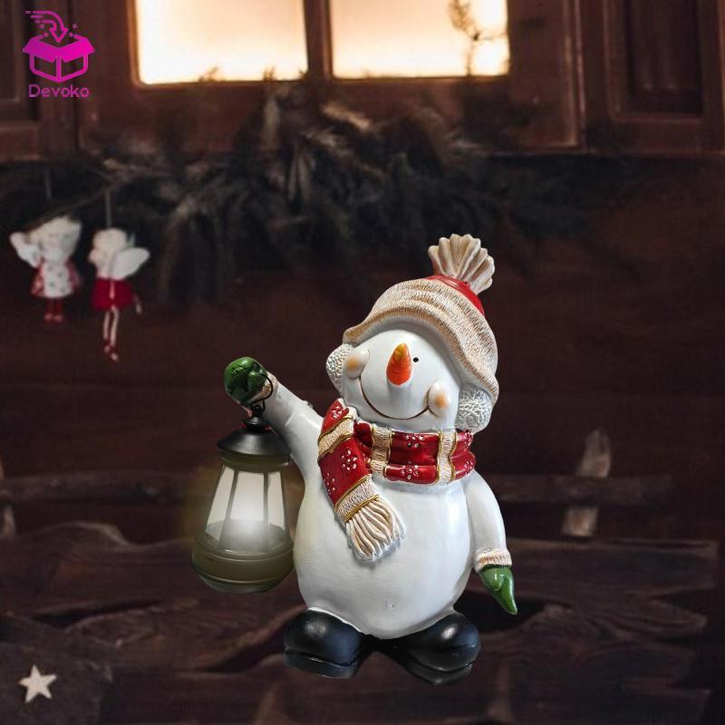 [chiwanji2mf] Solar Garden Snowman รูปปั้นขนาดกะทัดรัดสะสมประติมากรรม Garden Snowman ตุ๊กตาคริสต์มาส