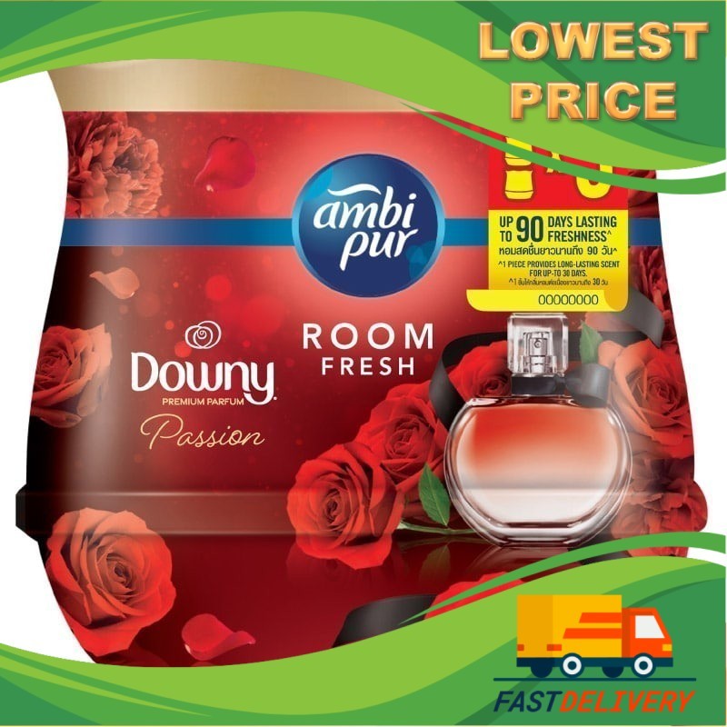 แอมบิเพอร์เจลเฟรชผลิตภัณฑ์ปรับอากาศกลิ่นดาวน์นี่แพชชั่น 180กรัม แพค 3 Ambipur Downy Passion