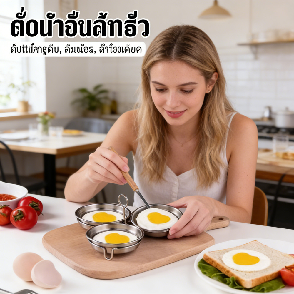 อาหารเช้าบ้านๆ สแตนเลส มัลติฟังก์ชัน รูปหัวใจ ใช้ง่าย ไข่ต้มนึ่ง
