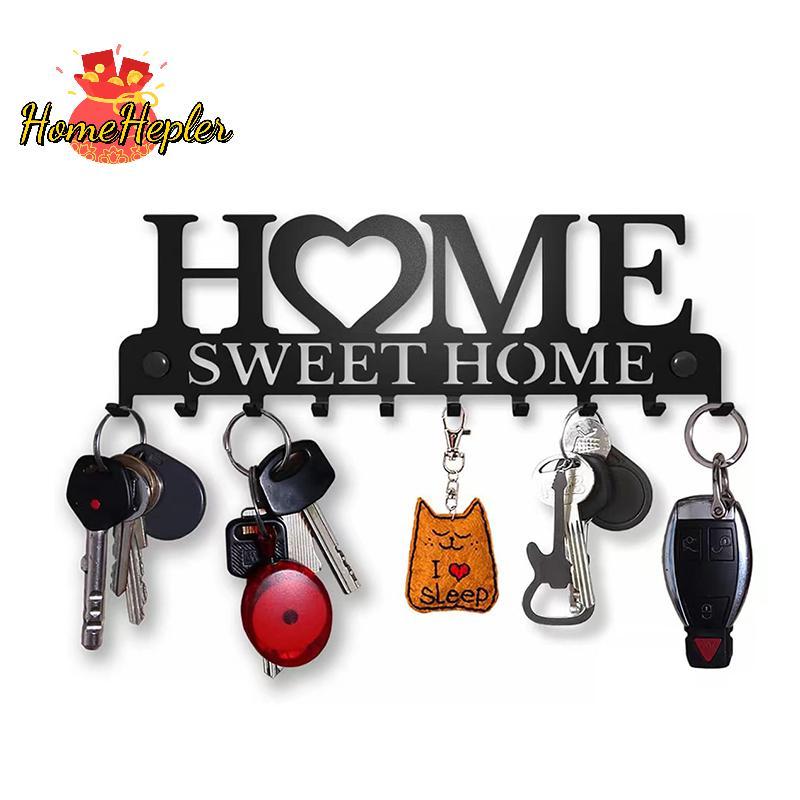 HomeHepler 1PC ติดผนัง Sweet Home ตกแต่ง Key Holder, Key Wall Hook, Creative Key Holder สําหรับประตู