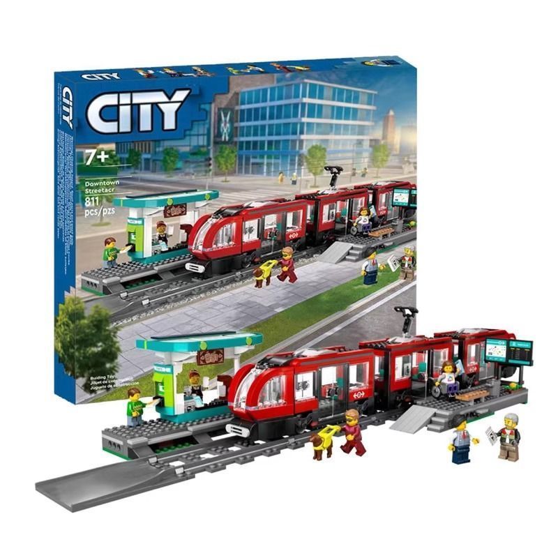 เข้ากันได้กับเลโก้ซิตี้ซีรีส์60423รางเมืองรถรางประกอบอาคารบล็อกของเล่นเด็กสาวของขวัญ