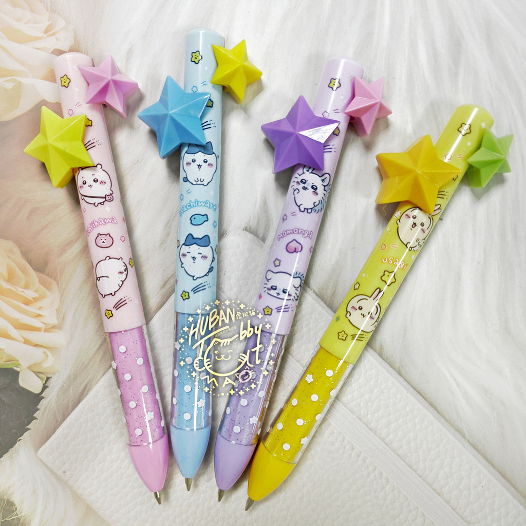ญี่ปุ่น funbox chikawa ออกจากการพิมพ์ chikawa Cute Star Press Head ปากกาลูกลื่นสีดําสีแดงสองสี