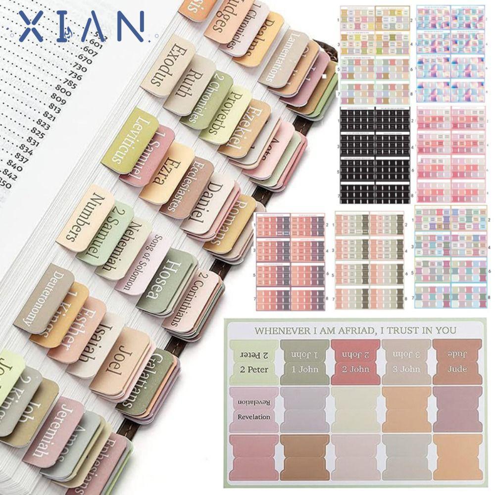 XIANEN 120PCS Boho Bible Tabs, แท็บพระคัมภีร์ลามิเนตที่มีสีสัน, กาวด้วยตนเอง Easy Navigation Multi-C