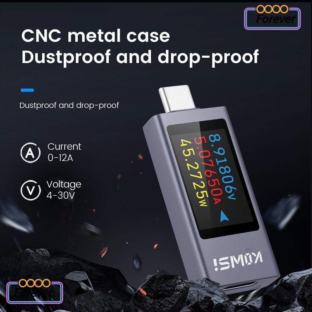 FOREVER Current และแรงดันไฟฟ้า, KWS-2303C Type-C Power Meter Tester, PD จอแสดงผล LCD ความจุแบตเตอรี่