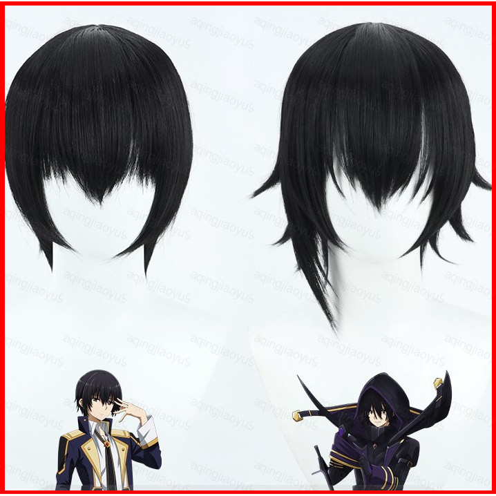 วิกผมอนิเมะ Cid Kagenou สไตล์สั้นสีดำ ผมสังเคราะห์ทนความร้อน สำหรับคอสเพลย์