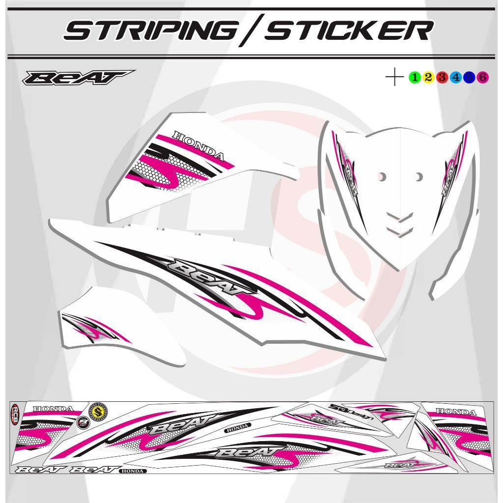 HONDA BEAT FI MOTORCYCLE BODY VARIATION STRIPING STICKER, LATEST VARIATION MOTIF H4 MOTORCYCLE STRIP