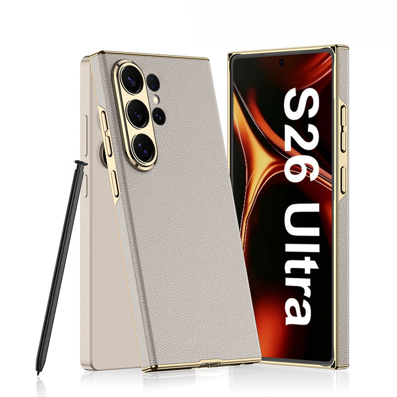 สําหรับ Samsung Galaxy S26Ultra กรณีไฟฟ้าโค้งหนังธรรมดาบางเฉียบรวมทุกอย่างเคส S25Ultra ป้องกันการตกกระแทก