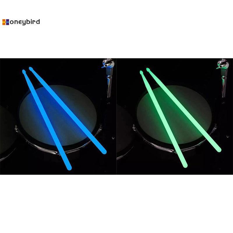 Honeybird 1 คู่ 5A Luminous Drum Stis Drum Set Fluorescent Drumstis Glow in The Dark Nice
