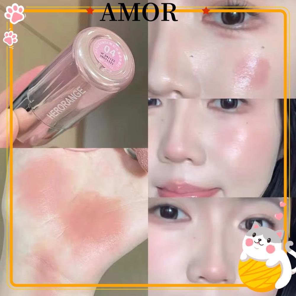 AMOR Pink Blusher, Korean Style Velvet Matte Liquid Blush Cream, Multipurpose Natural Color Low Satu