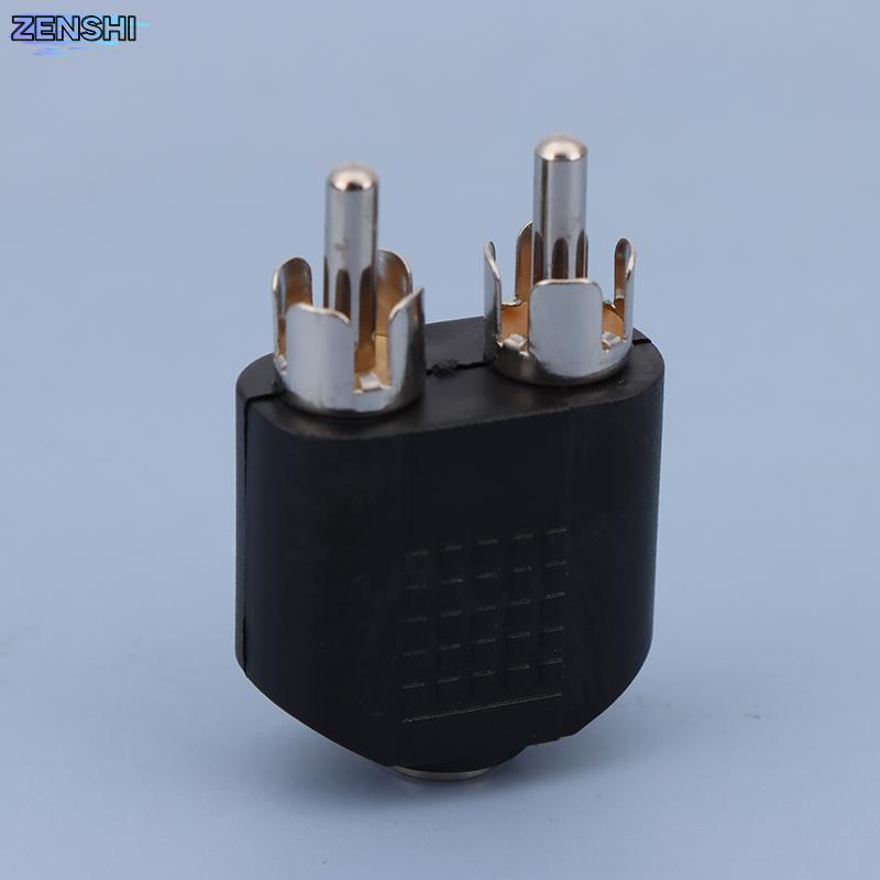 Zenshiaa อะแดปเตอร์แจ็ค 3.5 มม. สเตอริโอ หญิง 2 RCA ชาย 3.5 มม. ชาย 2 RCA หญิง 1 ชิ้น