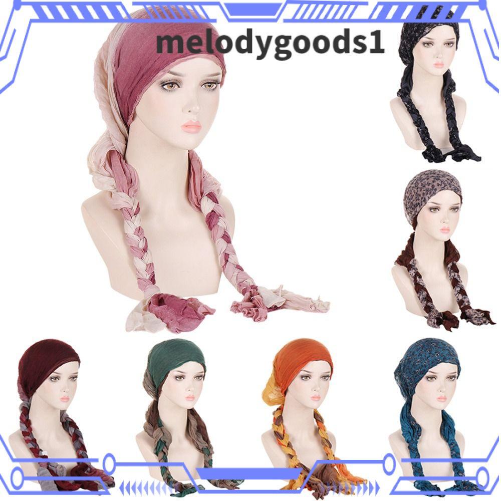 MELODYGOODS หมวกผ้าโพกหัว,ผ้าคลุมศีรษะแบบนุ่มหลากสี,แฟชั่นผู้หญิงฮิญาบ