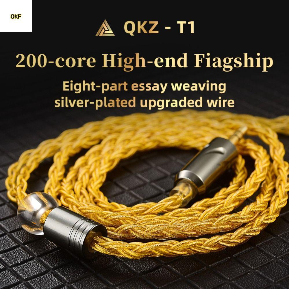 OKF KZ สายหูฟัง, 0.75 มม.2Pin Silver Plated QKZ T1 หูฟัง, Consumer Electronics 3.5 มม.แจ็ค 8-Strand 