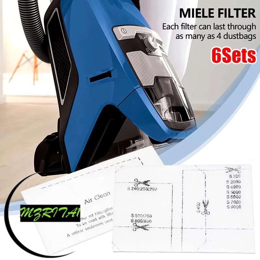 MARITA1 6 ชุดผ้าฝ้ายกรอง,แพ็คไอเสียกรองเครื่องดูดฝุ่น,ทนทาน Air Clean อะไหล่ทดแทนสําหรับ Miele Compl
