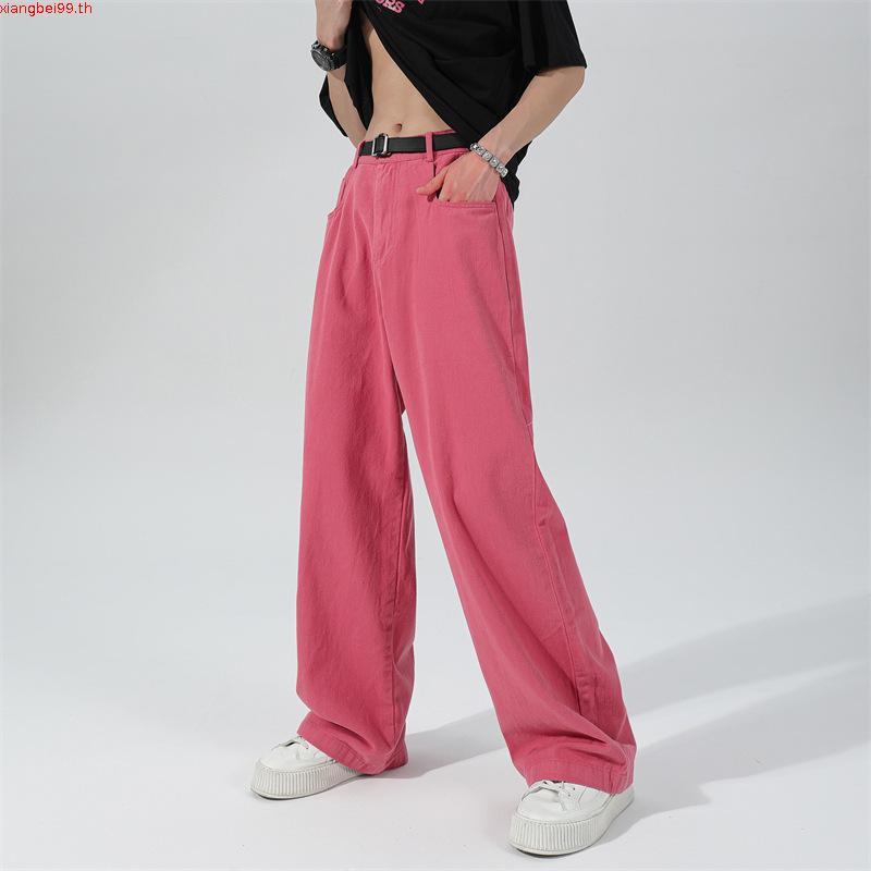 baggy jeans baggy jeans ชาย กางเกงยีนส์สีชมพู, ฤดูร้อนของผู้ชาย, ถนนอเมริกัน, หลวมและหลากหลาย, กางเก