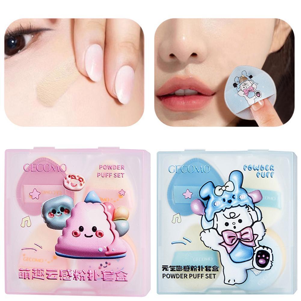 Gecomo Mini Size Finger Puff ฟองน้ําแต่งหน้า Foundation Puff And Dry Puff Wet Powder Tool Y2t0