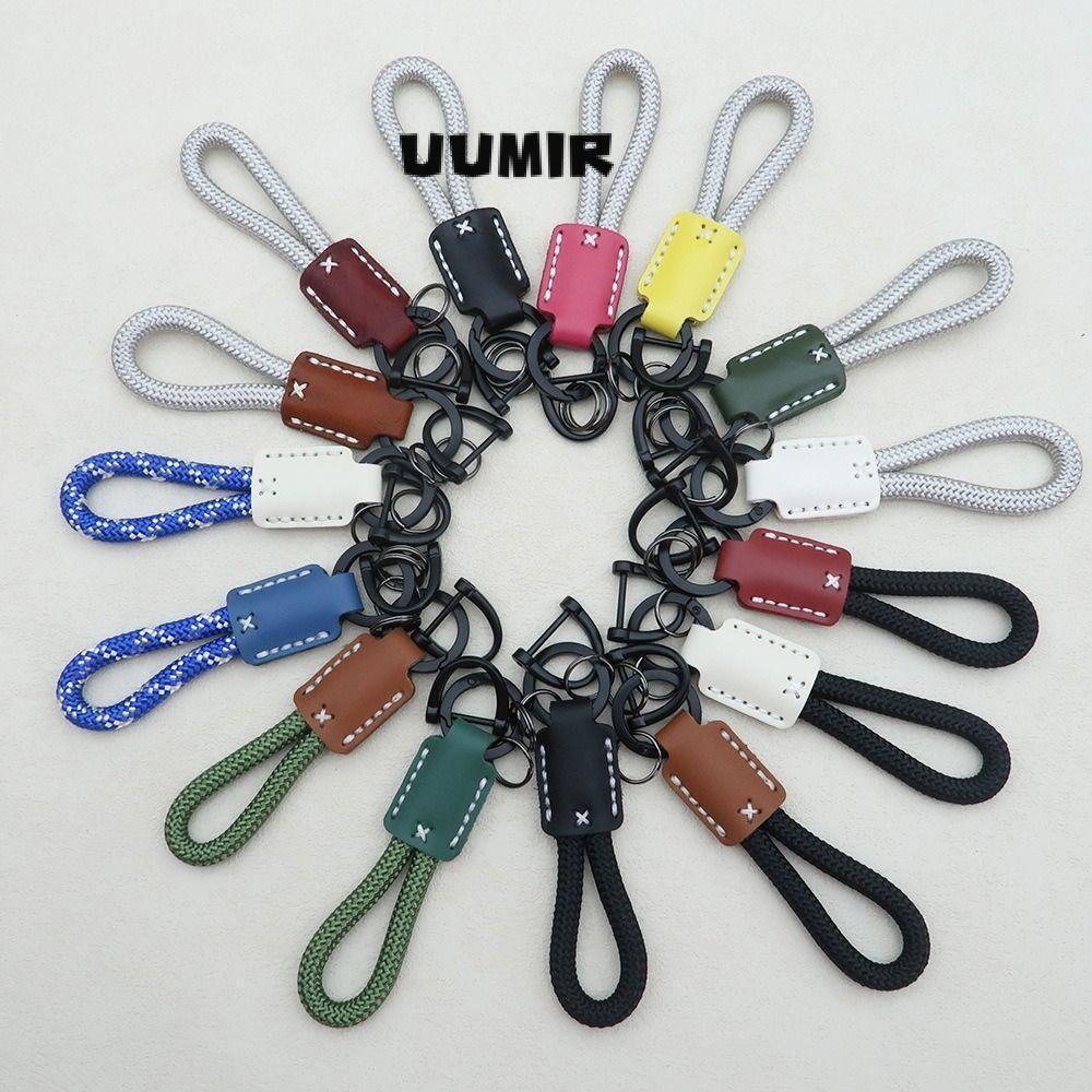 Uumir พวงกุญแจหนัง, พวงกุญแจรถของขวัญแฮนด์เมด DIY สร้างสรรค์, ป้องกันการสูญหายเชือกถัก ที่ใส่กุญแจรถ จี้ห้อยกระเป๋า