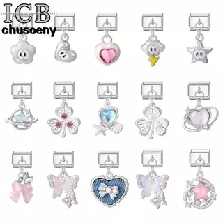 สร้อยข้อมือลายผีเสื้อและหัวใจสไตล์อิตาลี สแตนเลสขนาด 9 มิลลิเมตร เครื่องประดับย้อนยุคเพิ่มบุคลิกภาพ
