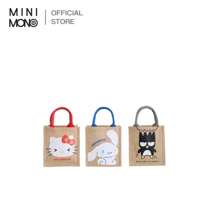 Mini Mono x Sanrio กระเป๋าผ้า Tote Bag ลิขสิทธิ์แท้ น้ำหนักเบา จุของได้หลากหลาย