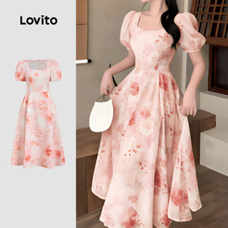 Lovito  เดรสลําลองสีชมพูซิปสําหรับฤดูใบไม้ผลิ/ฤดูร้อนสําหรับ…