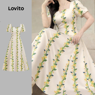 Lovito  เดรสผู้หญิงโครงสร้างสง่างามสําหรับฤดูใบไม้ผลิ/ฤดูร้อ…