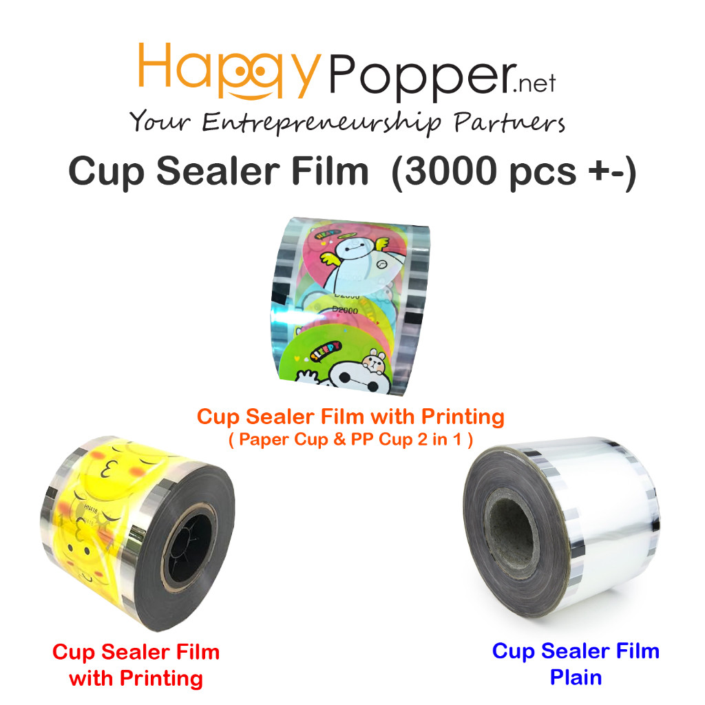 HAPPYPOPPER Cup Sealer Film Printing/ธรรมดา 3000+- Pre Roll 2IN1(Paper&PP)Sealer Film For Sealer Cup