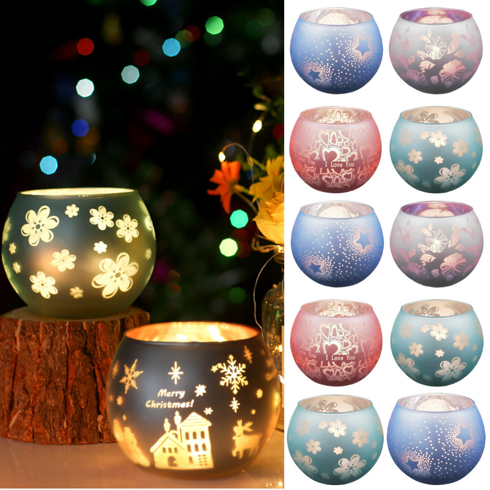 Colorful Candle Holder Starry Night Tea Light Holder Mercury Glass Votive Candle Cup Christmas Weddi