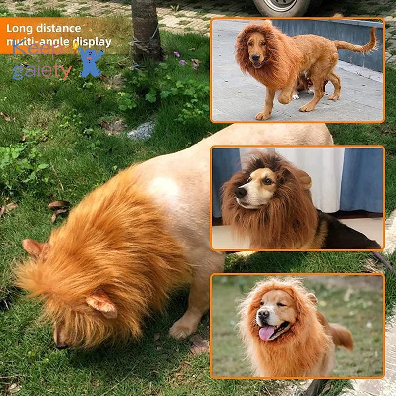 [Kpt-t] น่ารักสัตว์เลี้ยงสุนัขคอสเพลย์เสื้อผ้า Lion Mane สําหรับเครื่องแต่งกายสุนัขสมจริง Lion วิกผม