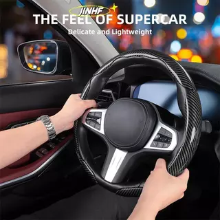 [BestBuyshop] 3 ชิ้น 38 ซม.คาร์บอนไฟเบอร์พวงมาลัยรถลื่นฝาครอบป้องกัน Segmented อุปกรณ์ตกแต่งรถยนต์สําหรับ 99% รถสต็อกใหม่