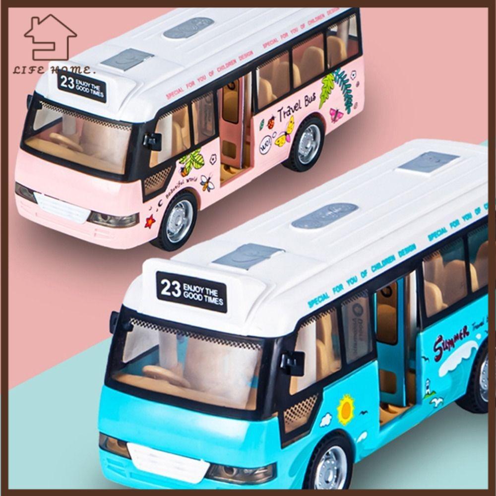 YELGIRL City Bus รถของเล่น, พลาสติก Interactive School Bus รถของเล่น, Die Cast พร้อมไฟและเสียงเปิดปร