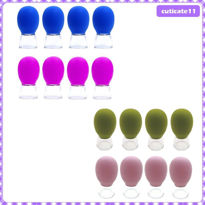 [Cuticate1] 4 ชิ้น Facial Cupping ซิลิโคนถ้วยสูญญากาศใช้งานง่ายส่วนบุคคล Facial Cupping ชุดแว่นตาสํา