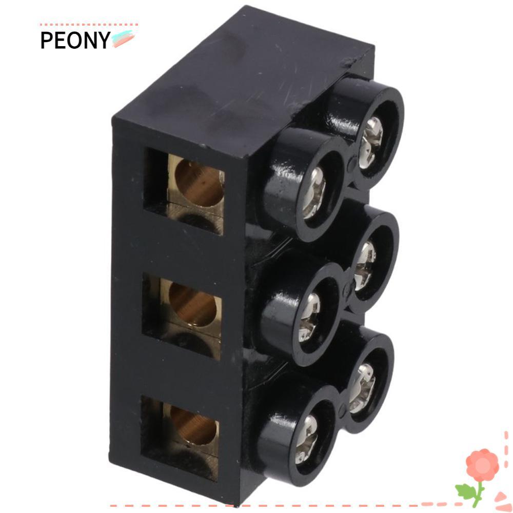 PEONYPAVILION Terminal Block, Dual Row 60A Screw Electric Barrier Strip, Terminal Base Black 500V 3 