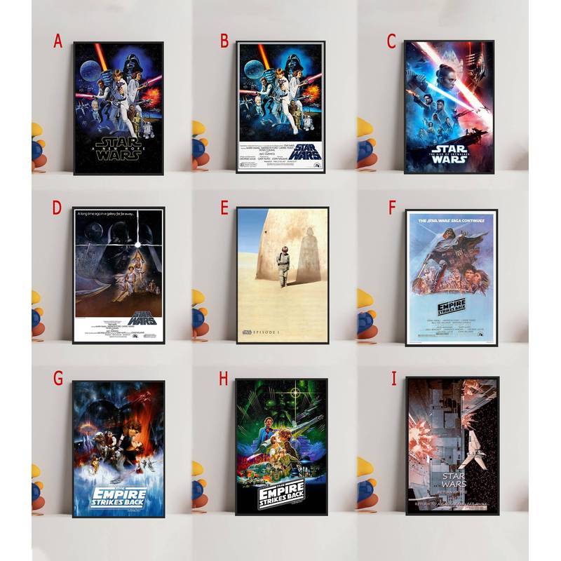โปสเตอร์ผ้าใบ Star Wars พิมพ์ภาพยนตร์ย้อนยุคสําหรับตกแต่งผนังห้องนอน