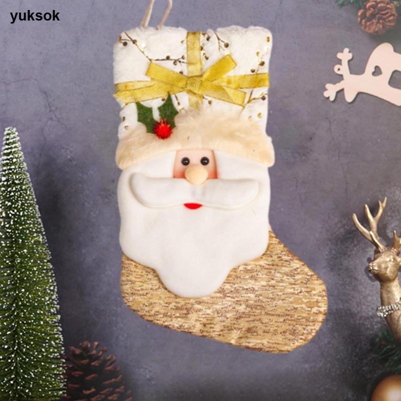 [yuksok] Christmas Stocking Xmas Stocking Portable Treat Bag Ornament Christmas Hanging