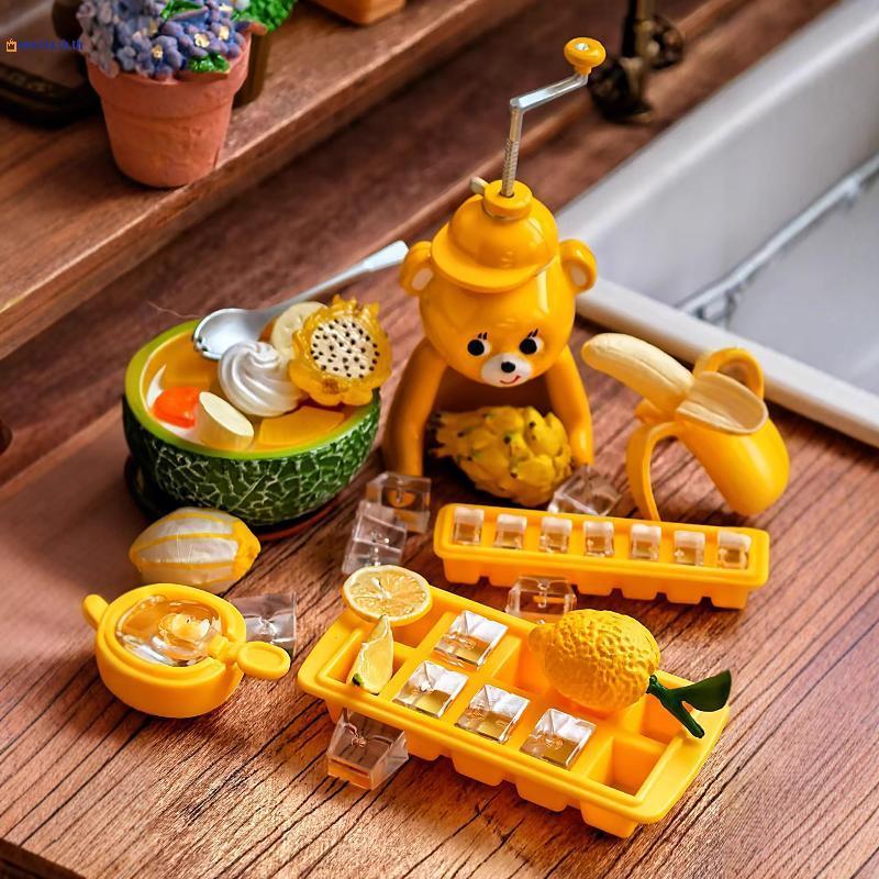 NLY 2 ชิ้นสาวของเล่นใหม่ Miniature ตุ๊กตาอาหาร Ice Scoop พร้อม Ice Cube กล่องเก็บของเล่นสําหรับตุ๊กต