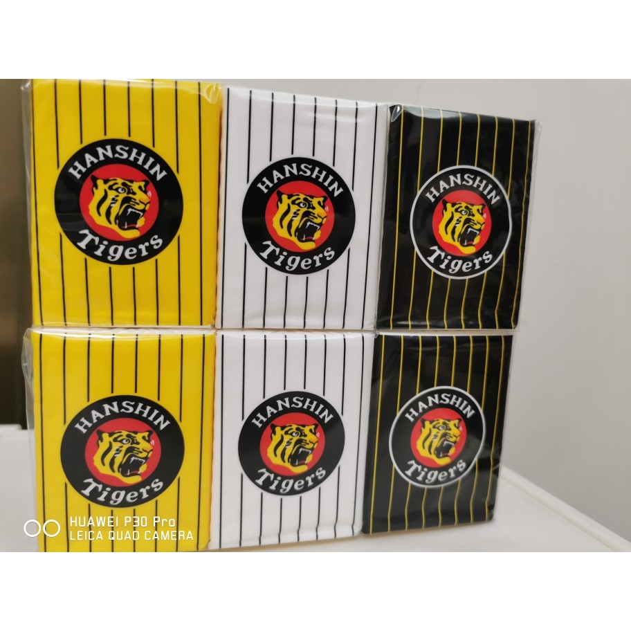 นําเข้าญี่ปุ่น Maruhong เบสบอลทีม Big Board God Tiger 24 ซอง 10 แผ่น 3 ชั้น Mini ผ้าเช็ดหน้ากระดาษ C