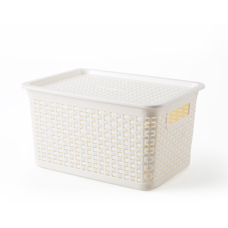 JCJ กล่องพลาสติกลายหวายฝาปิด รุ่น 3118 สีขาว