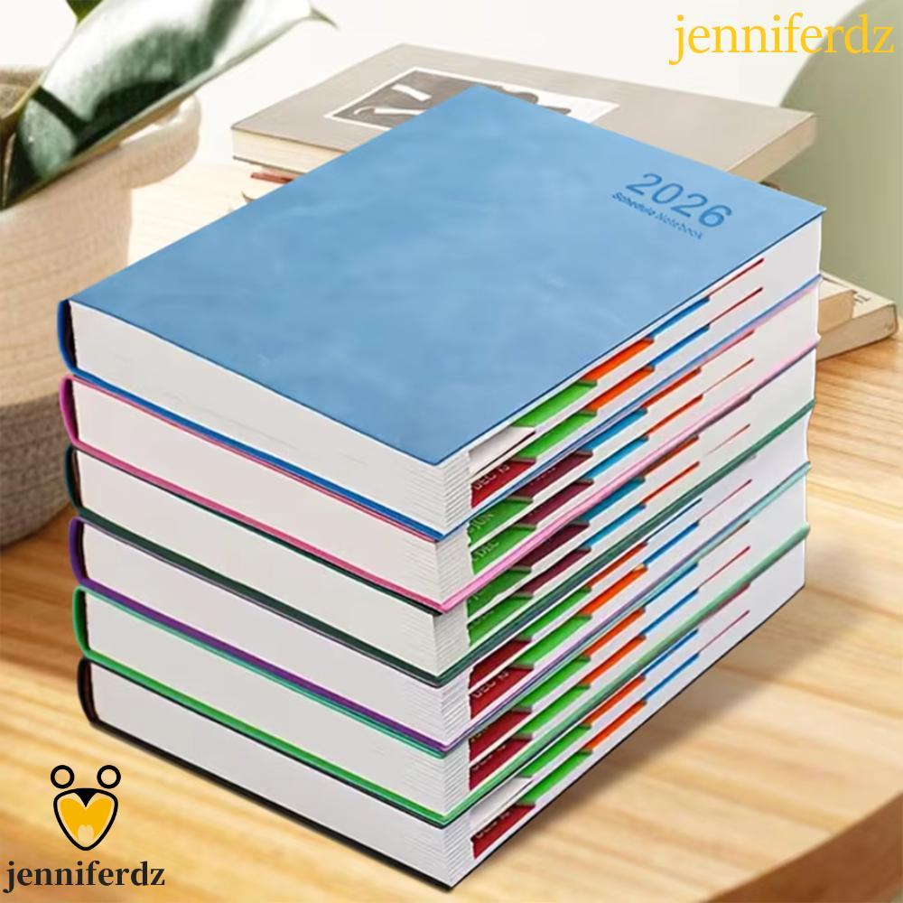 JENNIFERDZ 2026 365-Day Schedule Notebook, A5 PU Leather Cover Agenda Notebook, Portable Colourful C